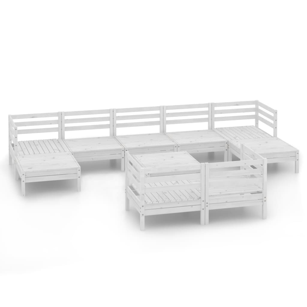 10-tlg. Garten-Lounge-Set Weiss Massivholz Kiefer